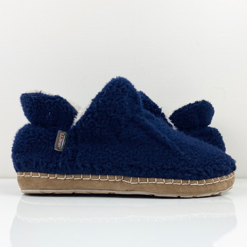 L.L. Bean Women's Cozy Slippers Bootie Pile Fuzzy Fleece Blue Size 11.0 M